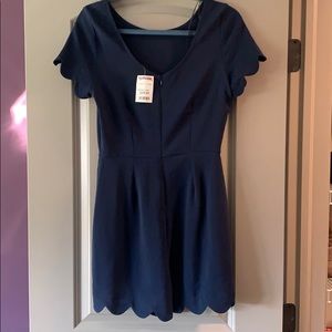 Navy Scalloped Romper - NEW WITH TAGS